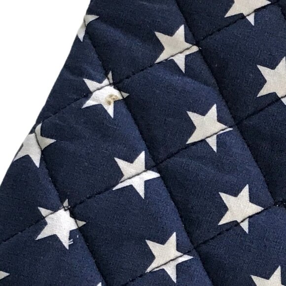 Blue w/ Star Print Patriotic Long Oven Mitt Cotton - Picture 3 of 4